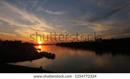 sky and sunset over river landscape 