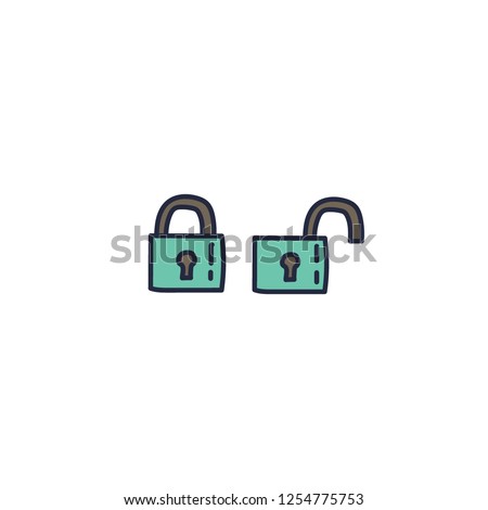 Padlock close and open clip art template. Business and security concept icon. Flat vector illustration