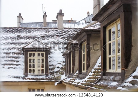 Snowy parisian roof