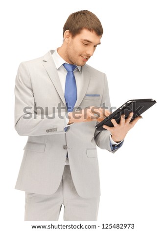 picture of happy man with tablet pc computer