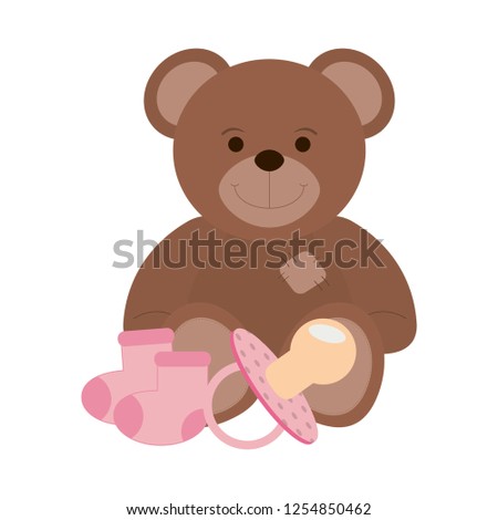 teddy and socks with pacifier
