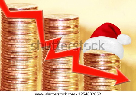 Color icon arrow - graph on a background of money . The concept of changes in the financial condition of the market