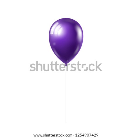 3D violet metallic balloon isolated on white. Vector illustration