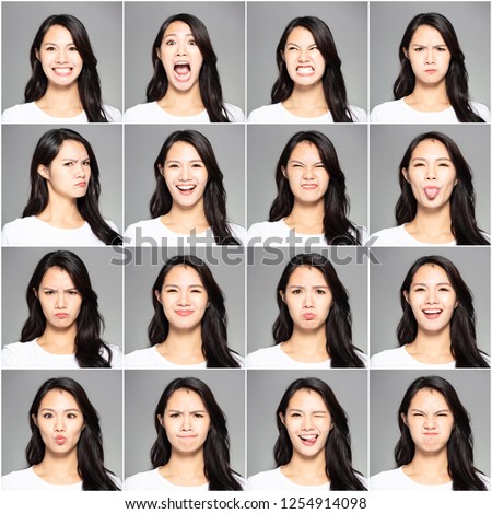 collage with different emotions in same young woman Royalty-Free Stock Photo #1254914098