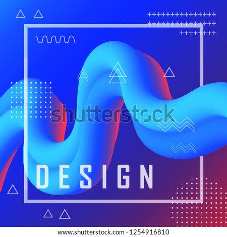 Abstract banner flow fluid shapes. Liquid wave trendy modern. Blue and red vibrant color background. Curve concept vector graphic style.	