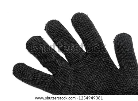black woolen gloves on white background