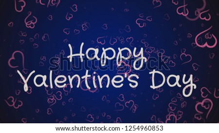 Happy Valentine's day, greeting card, pink hearts, blue background