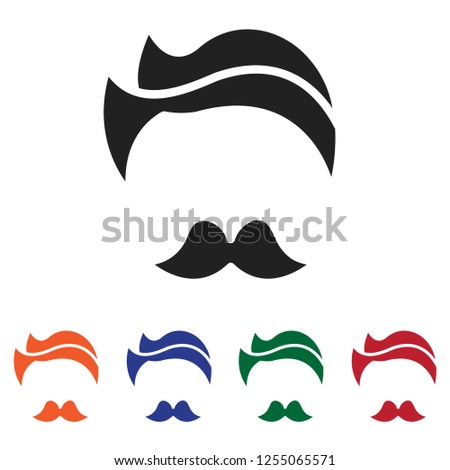 Barber Shop symbol with hair style and mustache icon vector