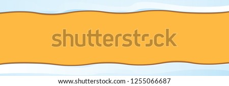 vector winter horizontal banner with snow caps isolated on orange background. winter snow border or frame for winter sale or christmas banner design template.