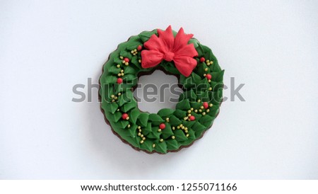 
Christmas cookies, Ring, gingerbread isolated on white background for Christmas party holiday homemade food