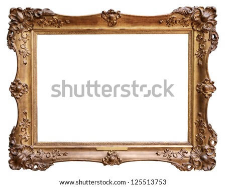 Wooden vintage frame isolated on white background Royalty-Free Stock Photo #125513753
