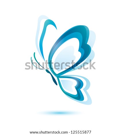 blue butterfly, beauty concept, isolated symbol. raster version