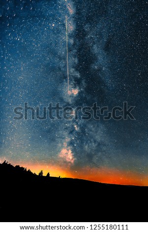 Perseid meteor shower and Milky Way 2018.