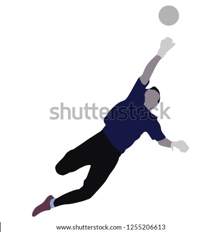 Soccer goalkeeper silhouette vector. Handball goalkeeper silhouette black. Football Goalkeeper icon and net isolated on white background. Defender sportsman position. Save penalty.