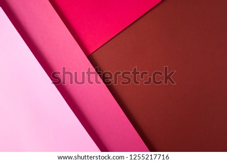 Background of shape and geometry. Colored background decorations with paper. Shades of pink.