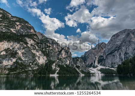 Braies Lake italian Dolomites Mountains 