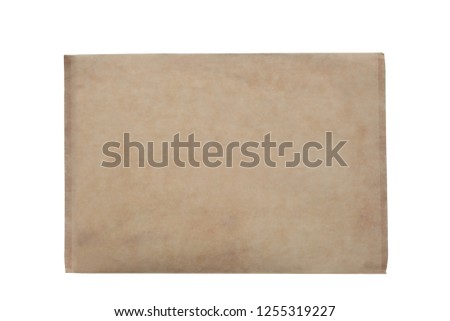 old  vintage blank paper sheet isolated on white background with clipping path and copy space