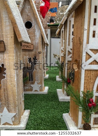 Wooden house in the  christmas festival.