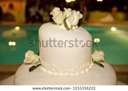 Wedding cake with white floral decoration