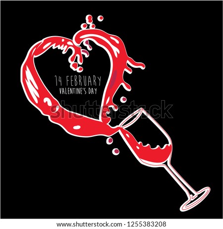 Valentine's day red wine design vector