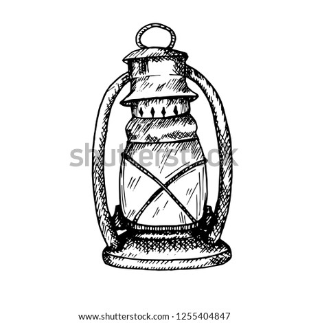 Vintage lantern sketch style vector illustration