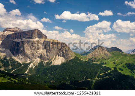 A beautiful view of the Sella group. Dolomites. Italy.