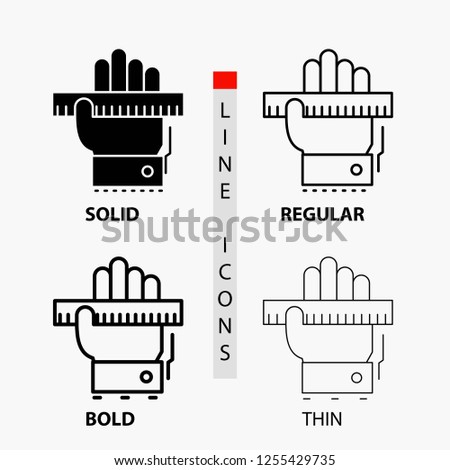 Education, hand, learn, learning, ruler Icon in Thin, Regular, Bold Line and Glyph Style. Vector illustration