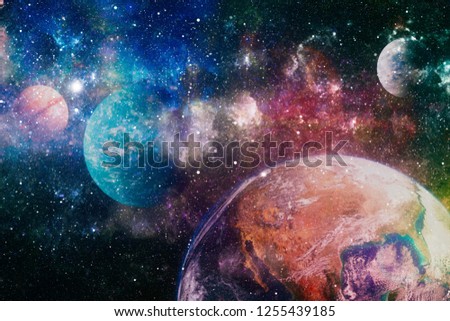 Cosmic clouds of mist on bright colorful backgrounds. Elements of this image furnished by NASA