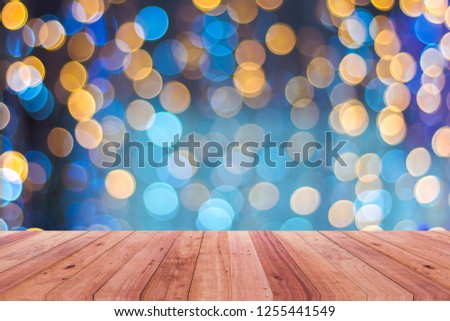 Wooden table top at night in the background - Can be used for displaying or editing your product.