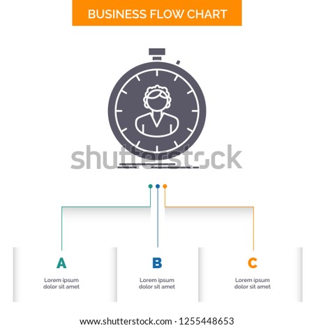 fast, speed, stopwatch, timer, girl Business Flow Chart Design with 3 Steps. Glyph Icon For Presentation Background Template Place for text.