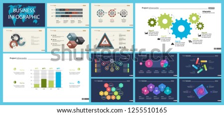 Set of sales or production concept infographic charts. Business design elements for presentation slide templates. For workflow report, advertising, banner, and brochure design.