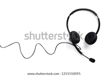 Helpdesk headset. Isolated on white background Royalty-Free Stock Photo #1255550095