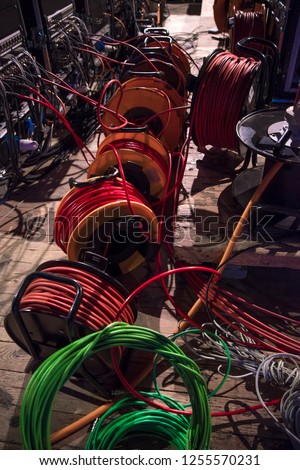 electrical wires for concert light. Stage preparation