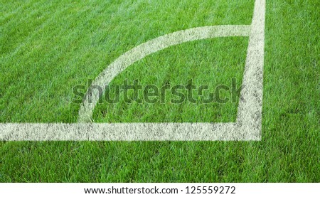 Football or soccer field corner with white marks.