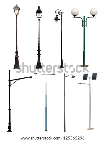 Lamp posts isolated on white background Royalty-Free Stock Photo #125565296