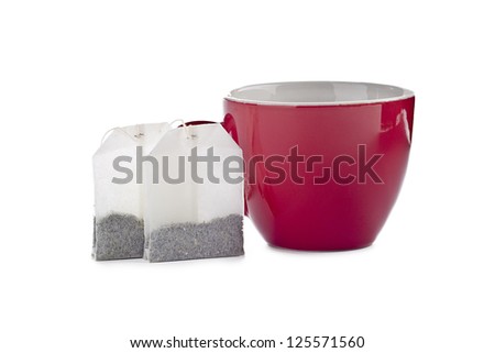 Red cup and herbal tea bags