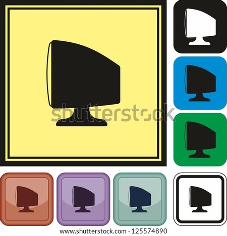 Monitor, TV, icon, vector