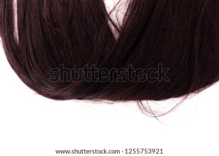Human hair.Wig hair. On white background.