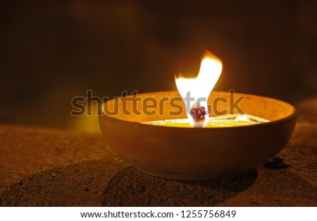 mosquito-scented candle fire with copy space