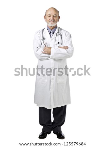 Confident portrait of an old male doctor on his crossed arms gesture