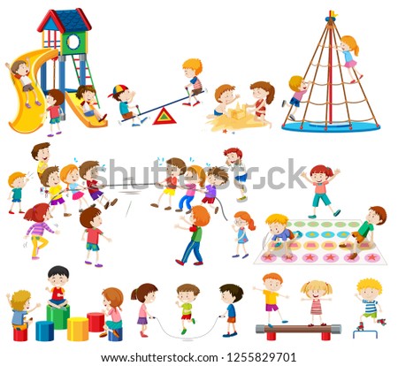 Set of Children at playground illustration