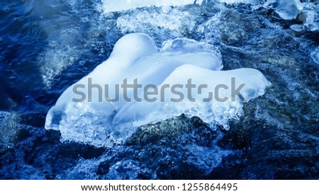 Beautiful vibrant picture of glacier and glacier lagoon with water and ice in cold blue tones, Glacier Bay, icebergs in the water
