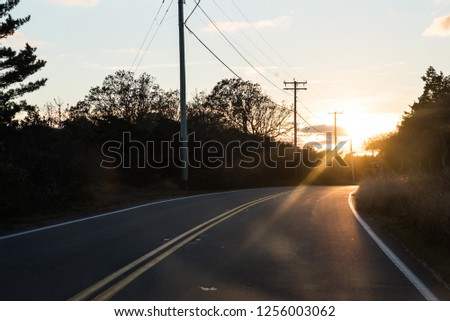 American road in sunset