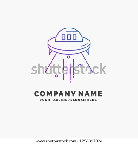 space ship, space, ship, rocket, alien Purple Business Logo Template. Place for Tagline