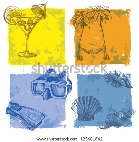 vector color summer holiday theme hand draw