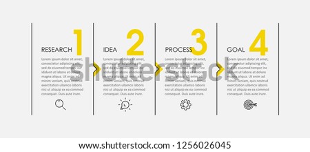 Vector Infographic thin line design with icons and 4 options or steps. Infographics for business concept. Can be used for presentations banner, workflow layout, process diagram, flow chart, info graph Royalty-Free Stock Photo #1256026045