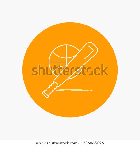 baseball, basket, ball, game, fun White Line Icon in Circle background. vector icon illustration