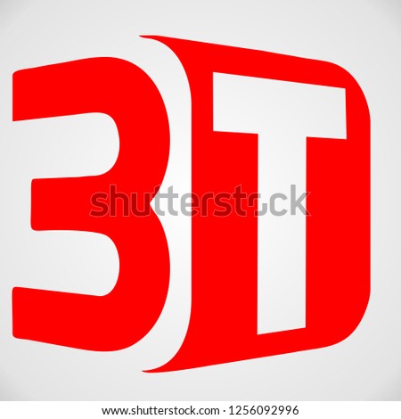 3T Design 3D Red Color Simple Vector