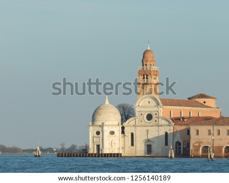 Historical building in Venice, Italy. Sea and blue sky