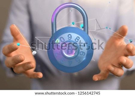 digital lock in hand